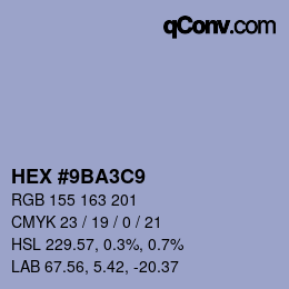カラーコード: HEX #9BA3C9 | qconv.com