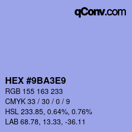 Color code: HEX #9BA3E9 | qconv.com