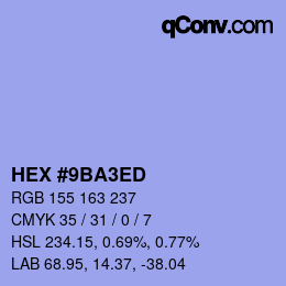カラーコード: HEX #9BA3ED | qconv.com