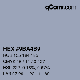 Color code: HEX #9BA4B9 | qconv.com