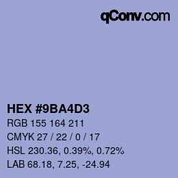 カラーコード: HEX #9BA4D3 | qconv.com