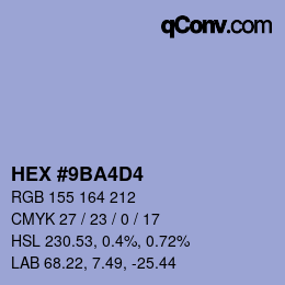 カラーコード: HEX #9BA4D4 | qconv.com
