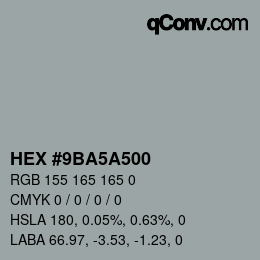 Color code: HEX #9BA5A500 | qconv.com