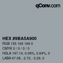Color code: HEX #9BA5A900 | qconv.com