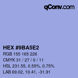 Color code: HEX #9BA5E2 | qconv.com