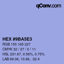 Color code: HEX #9BA5E3 | qconv.com