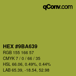 Color code: HEX #9BA639 | qconv.com