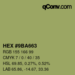 Color code: HEX #9BA663 | qconv.com