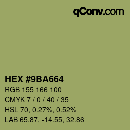 Color code: HEX #9BA664 | qconv.com