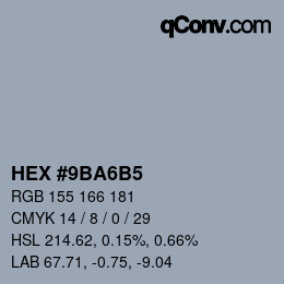 Color code: HEX #9BA6B5 | qconv.com