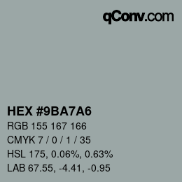 Color code: HEX #9BA7A6 | qconv.com