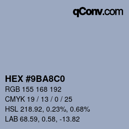 Color code: HEX #9BA8C0 | qconv.com