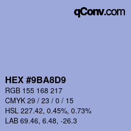 Color code: HEX #9BA8D9 | qconv.com