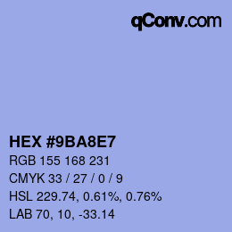 カラーコード: HEX #9BA8E7 | qconv.com