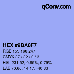 カラーコード: HEX #9BA8F7 | qconv.com