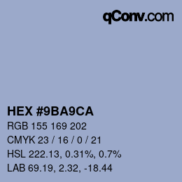 颜色代码: HEX #9BA9CA | qconv.com