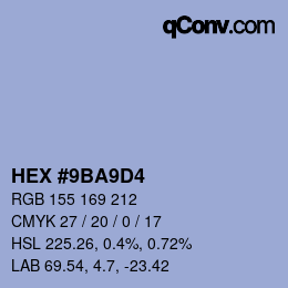 Color code: HEX #9BA9D4 | qconv.com