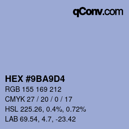 Color code: HEX #9BA9D4 | qconv.com