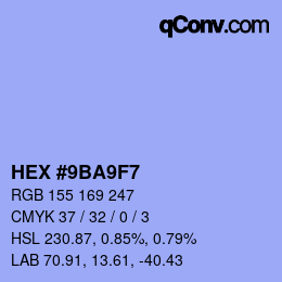Color code: HEX #9BA9F7 | qconv.com