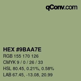 Farbcode: HEX #9BAA7E | qconv.com