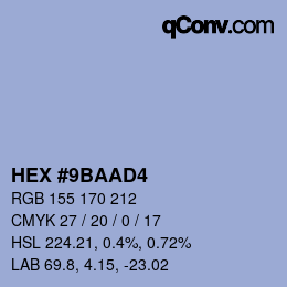 カラーコード: HEX #9BAAD4 | qconv.com