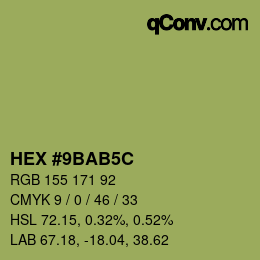 Farbcode: HEX #9BAB5C | qconv.com