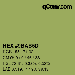 カラーコード: HEX #9BAB5D | qconv.com