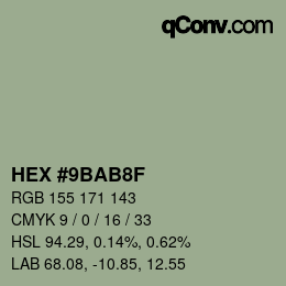 Color code: HEX #9BAB8F | qconv.com