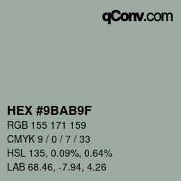 Color code: HEX #9BAB9F | qconv.com