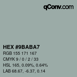 Color code: HEX #9BABA7 | qconv.com