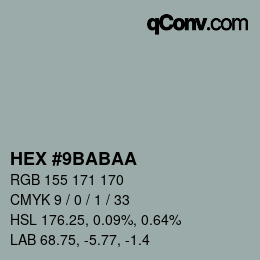 Código de color: HEX #9BABAA | qconv.com
