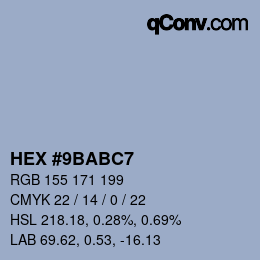 Farbcode: HEX #9BABC7 | qconv.com