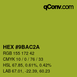 Color code: HEX #9BAC2A | qconv.com