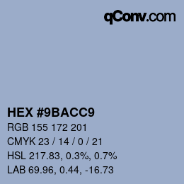 カラーコード: HEX #9BACC9 | qconv.com