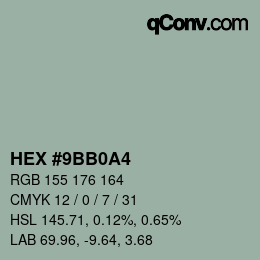 Color code: HEX #9BB0A4 | qconv.com