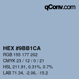 Código de color: HEX #9BB1CA | qconv.com