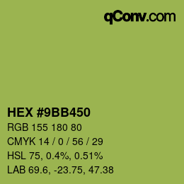 颜色代码: HEX #9BB450 | qconv.com