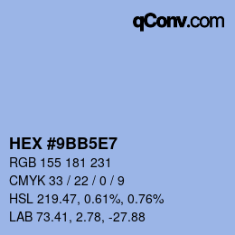 カラーコード: HEX #9BB5E7 | qconv.com