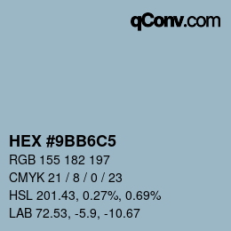 Farbcode: HEX #9BB6C5 | qconv.com