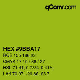 Farbcode: HEX #9BBA17 | qconv.com