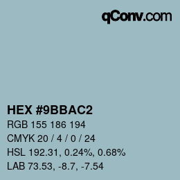 Código de color: HEX #9BBAC2 | qconv.com