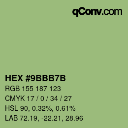 Color code: HEX #9BBB7B | qconv.com