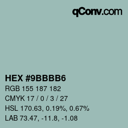 Código de color: HEX #9BBBB6 | qconv.com