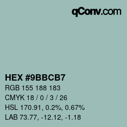 Color code: HEX #9BBCB7 | qconv.com