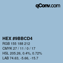 Color code: HEX #9BBCD4 | qconv.com