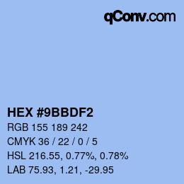 カラーコード: HEX #9BBDF2 | qconv.com