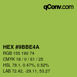 Color code: HEX #9BBE4A | qconv.com