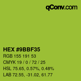 Color code: HEX #9BBF35 | qconv.com