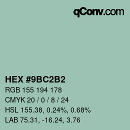 Color code: HEX #9BC2B2 | qconv.com