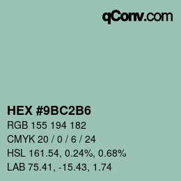 Color code: HEX #9BC2B6 | qconv.com